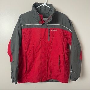 Columbia Youth Winter Coat – Waterproof, Zip Pockets – Red & Gray, Size 14/16